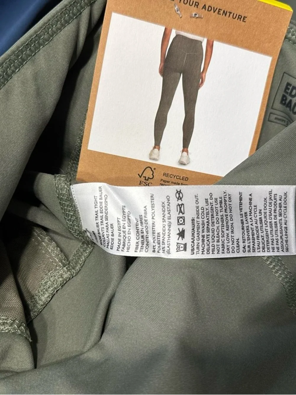 Eddie Bauer Active Leggings - Olive Green & Navy Blue Women’s Small - Picture 6 of 8